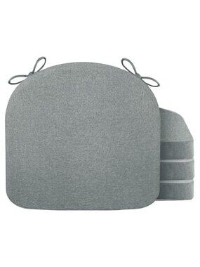4 Pack Memory Foam Chair Cushions 2.5 Inch Thick Non Slip Dining Linen Dark Grey